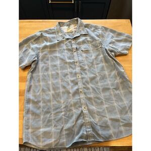 The North Face Hiking Shirt Mens XXL Blue Plaid Short Sleeve Button Up Outdoors